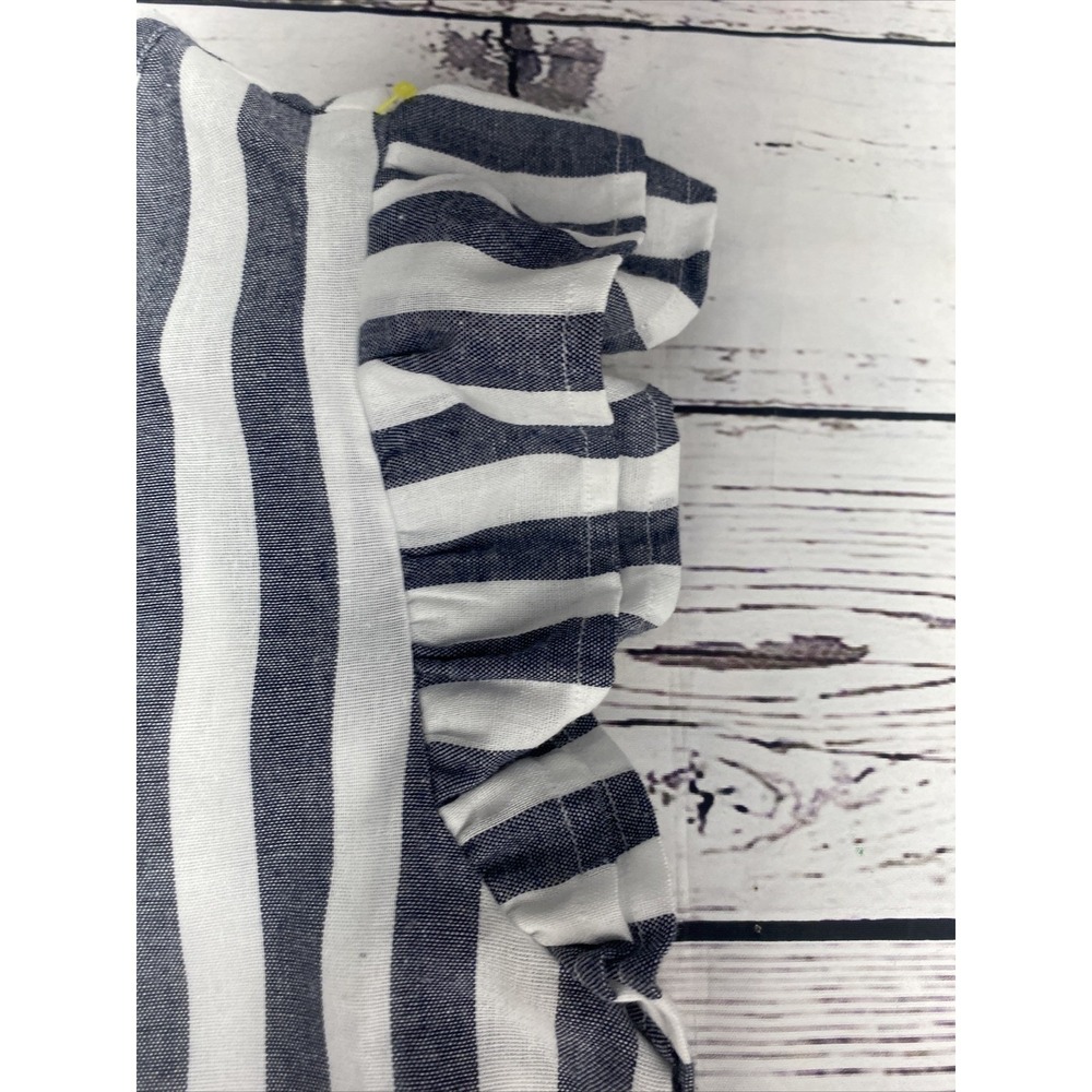 Shein Navy Blue White Striped Shift Dress Sleeveless Ruffle Shoulder Women's M‎ - Picture 2 of 8